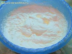 1) Приготовление: сметану, сливки взбить в густую массу, постепенно добавить сахарный песок и ванильный сахар